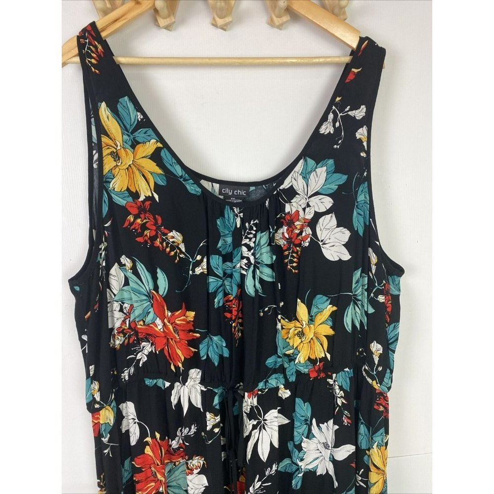 City Chic Size XXL 24 Women's Maxi Dress Sleeveless Black Floral - Picture 2 of 8